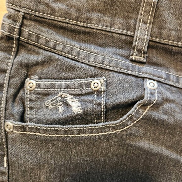 Jordache Jeans Straight Dark Wash Black Denim Bow Ankle Zip Size‎ 30 - 32x26 EUC - Picture 11 of 16